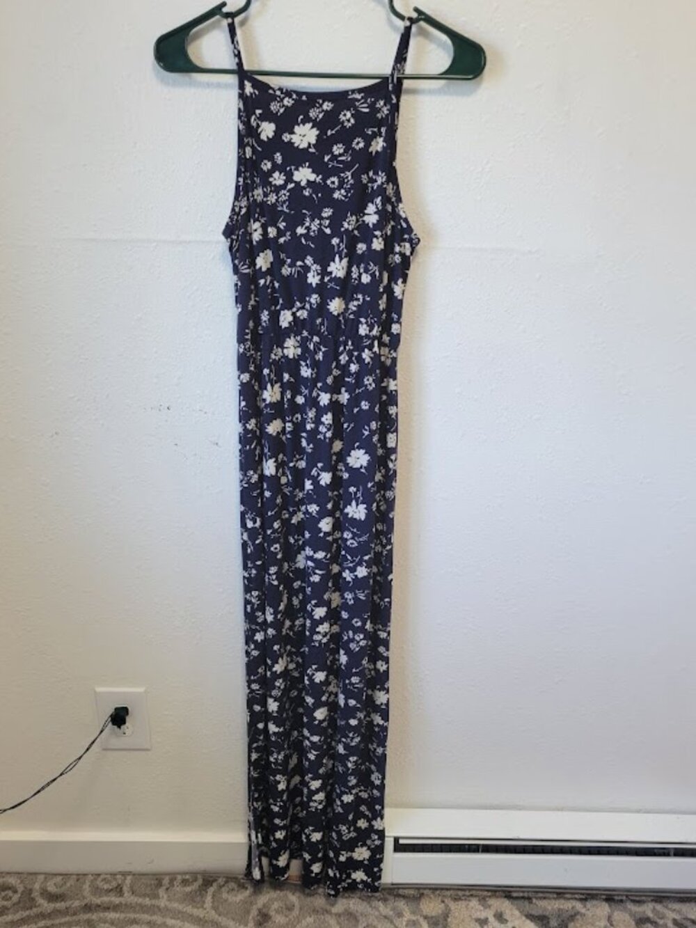 Olivia Grey Women's Navy Floral Maxi Dress Size Medium
